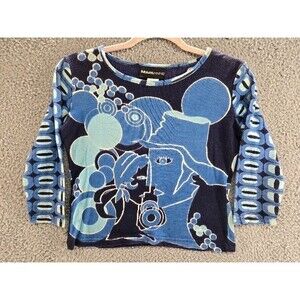 Vintage Y2K Shirt Womens Small Marianne Blue Abstract Art Retro
